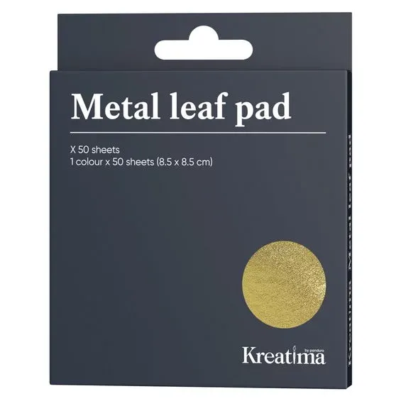 Beställ nu Metallblad bladguld (oäkta) för lera. 8,5×8,5 cm i guldfärg, 50 st.