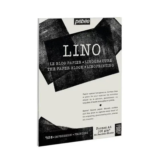 Pebeo Lino Paper Block A4 (210×297 mm), papper för linoleumtryck, 30 ark, 105 g/m² Beställ nu