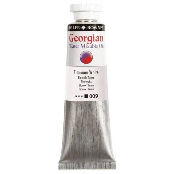 Fri frakt Georgian Water Mixable Oil Colour, vattenlöslig oljefärg 37 ml Titanium White 009