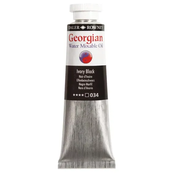 Georgian Water Mixable Oil Colour, vattenlöslig oljefärg 37 ml Ivory Black 034. Köp nu