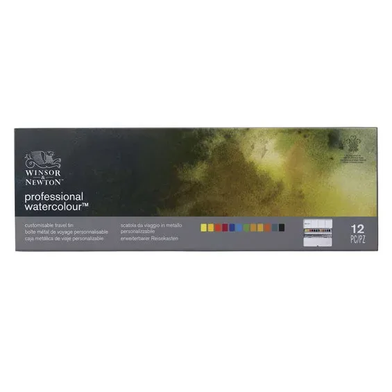 Köp nu Winsor & Newton Professional Watercolour – etui med 12 halvkoppar akvarellfärg