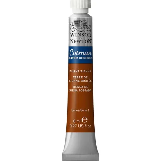 Sista chansen Winsor & Newton Cotman akvarellfärg 8 ml Burnt Sienna 074