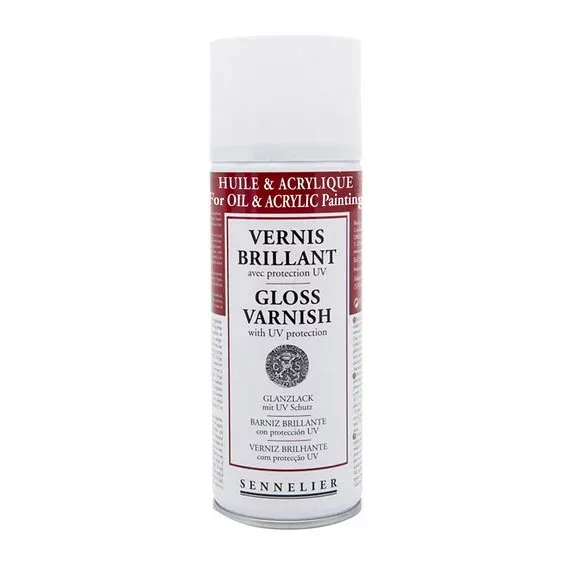 Kundfavorit Sennelier Spray Universal Anti-UV Varnish Gloss 375 ml, blank skyddande lack för oljefärg & akrylfärg