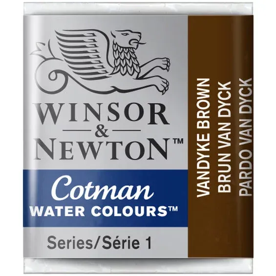 Winsor & Newton Cotman akvarellfärg halvkopp Vandyke Brown 676 Reapris