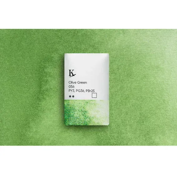 Kreatima Watercolour akvarellfärg 1/1 – Olive Green 056 PY3, PG36, PBr25 Populär