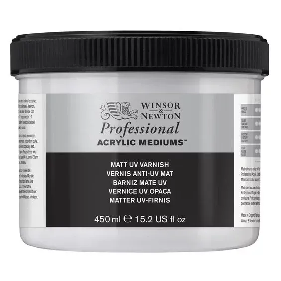 Kampanjpris Winsor & Newton Matt UV Varnish 450 ml, skyddande fernissa mot solljus, damm etc.