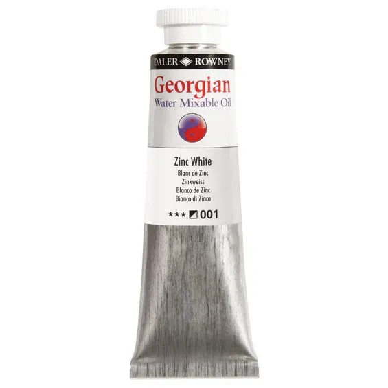 Premium Georgian Water Mixable Oil Colour, vattenlöslig oljefärg 37 ml Zinc White 001