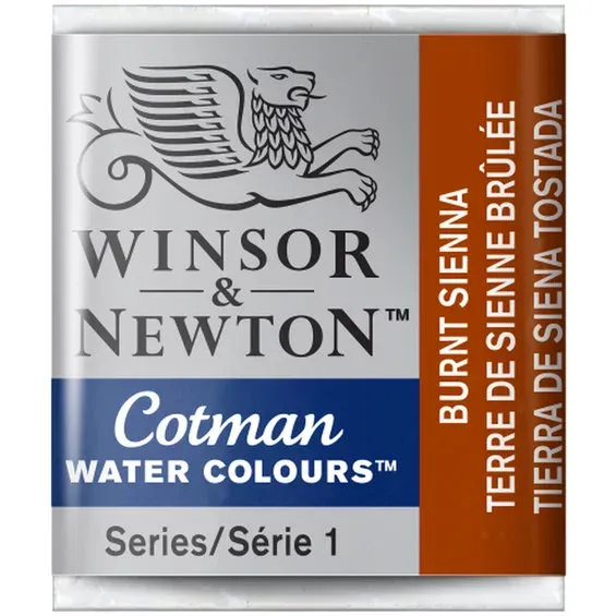 Kampanj Winsor & Newton Cotman akvarellfärg halvkopp Burnt Sienna 074