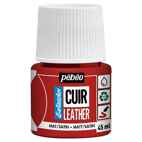 Pebeo Cuir Leather 45 ml läderfärg, färgar även PU läder – Röd, matt satin-finish Köp nu