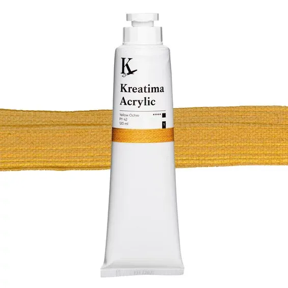 Kreatima Acrylic akrylfärg 120 ml – Yellow Ochre PY 42 Premium