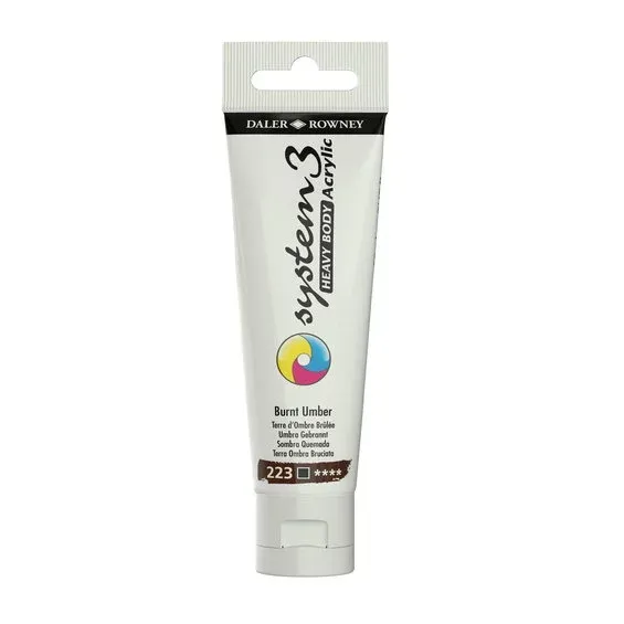 Fri frakt Daler-Rowney System3 Heavy Body akrylfärg 59 ml – Burnt Umber 223
