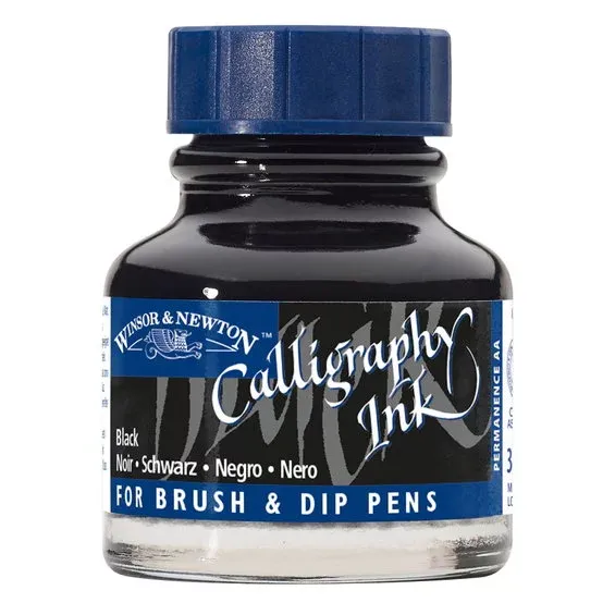 Sänkt pris Winsor & Newton Calligraphy Ink, Transparent 30 ml Black 030