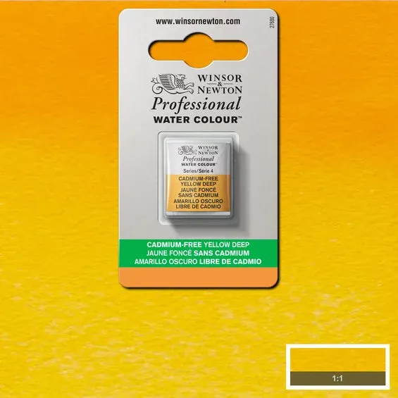 Begränsat antal Winsor & Newton Professional akvarellfärg halvkopp Cadmium-Free Yellow Deep 891