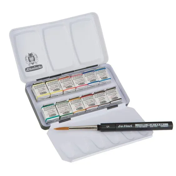 Schmincke Horadam Akvarell Metal set – 12x1/2 koppar plus pensel Reapris