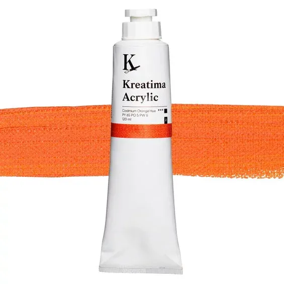 Erbjudandepris Kreatima Acrylic akrylfärg 120 ml – Cadmium Orange Hue PY 65 PO 5 PW 6 PY 65 PO 5 PW 6