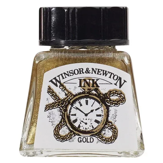 W&N Drawing Ink Gold 14ml Kundfavorit