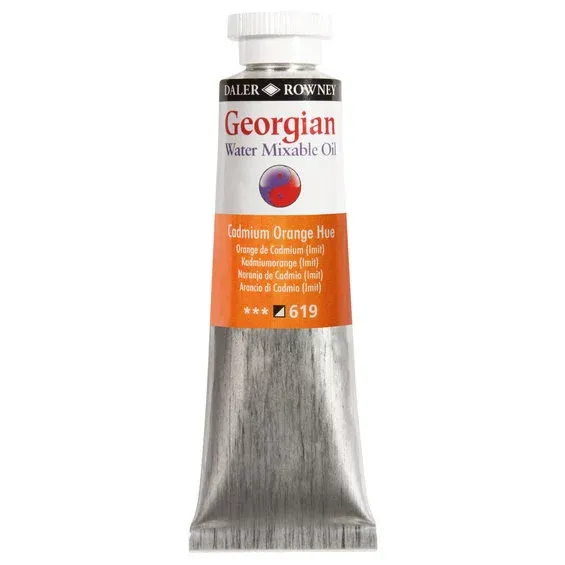 risnedsättning Georgian Water Mixable Oil Colour, vattenlöslig oljefärg 37 ml Cadmium Orange Hue 619