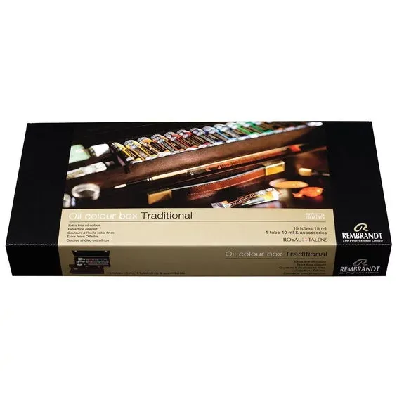 Rembrandt oljefärg Traditional box - 16 färger Erbjudandepris