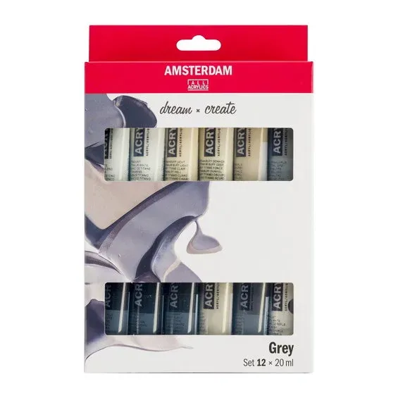 Beställ idag Amsterdam Acrylics Grey Set - 12 x 20 ml