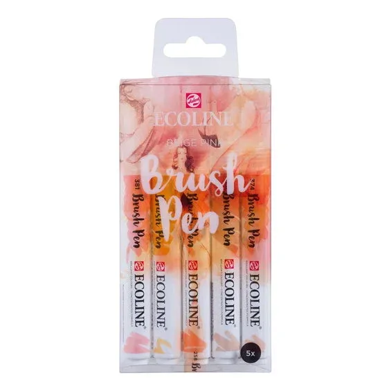 Ecoline Brush Pen Set - Beige Pink 5-pack Populärt val