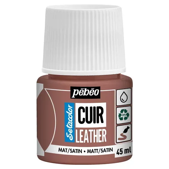 Sista chansen Pebeo Cuir Leather 45 ml läderfärg, färgar även PU läder – Terracotta, matt satin-finish