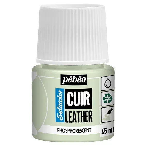 Pebeo Cuir Leather 45 ml läderfärg, färgar även PU läder – Fosforescerande, lätt självlysande Beställ idag