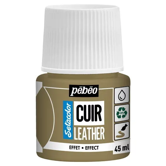 Pebeo Cuir Leather 45 ml läderfärg, färgar även PU läder – Guld, metallic Köp online