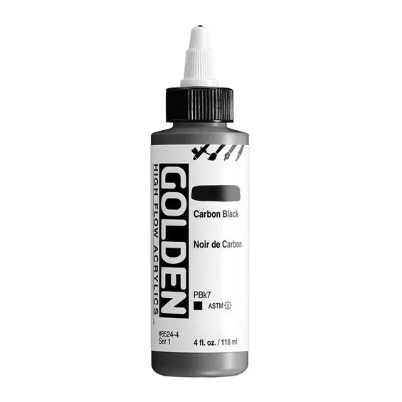 Golden Artist High Flow Acrylics 118 ml – Carbon black #8524 series 1 Billigare