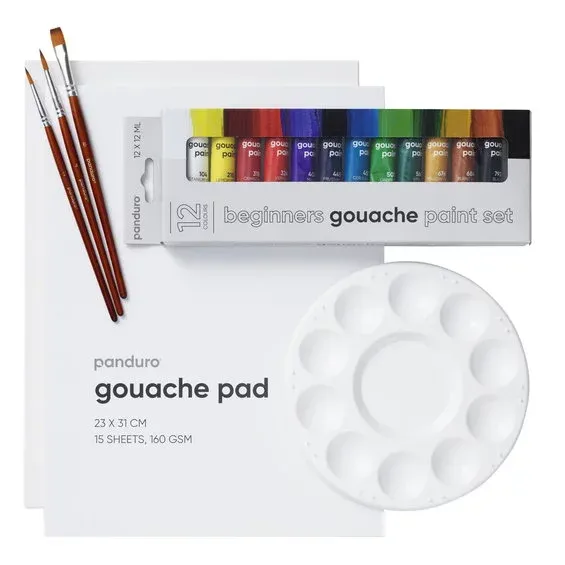 Beginners Gouache Kit, allt för nybörjaren som vill börja måla med gouachefärg Reapris