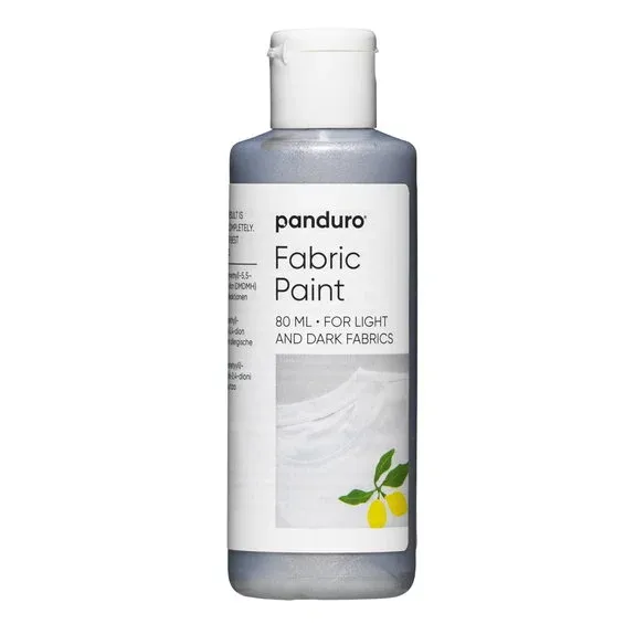Fabric paint 80 ml – silvrig textilfärg för både ljust och mörkt tyg Sista chansen
