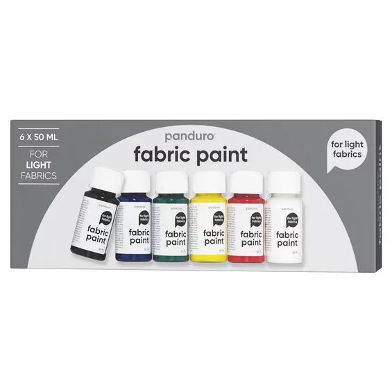 Expressleverans Fabric Paint set 6×50 ml, textilfärger i basfärger för ljust tyg