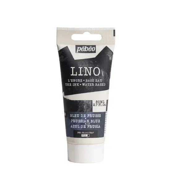Pebeo Lino Ink 80 ml, vattenbaserad linoleumfärg – Prussian Blue Kundfavorit