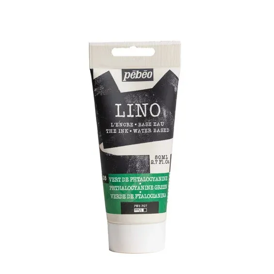 Pebeo Lino Ink 80 ml, vattenbaserad linoleumfärg – Phthalocyanine Green Nedsatt pris