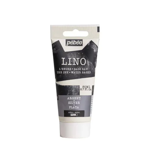 Pebeo Lino Ink 80 ml, vattenbaserad linoleumfärg – Silver Utförsäljning