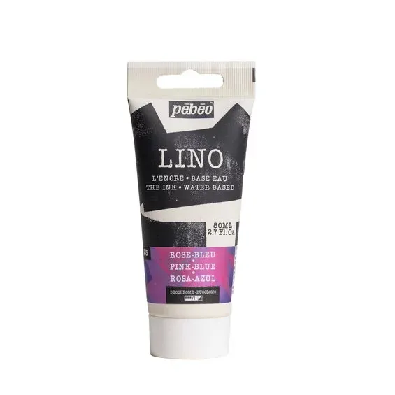 Pebeo Lino Ink 80 ml, vattenbaserad linoleumfärg – Duochrome Pink & Blue Populär