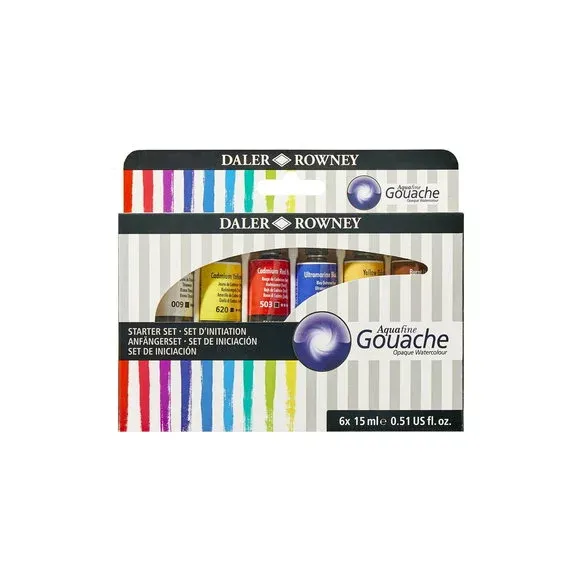 Daler-Rowney Aquafine Gouache introduktions-set med 6x15 ml gouachefärg Sänkt pris