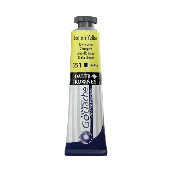 Premium Daler-Rowney Aquafine Gouache 15 ml Lemon Yellow 651