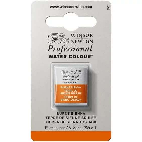 Begränsat antal Winsor & Newton Professional akvarellfärg halvkopp Burnt Sienna 074
