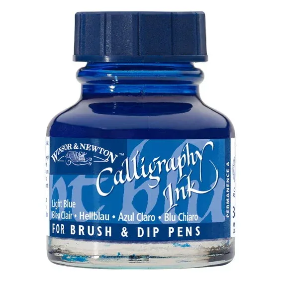 Winsor & Newton Calligraphy Ink, Transparent 30 ml Light Blue 350 Trygg betalning