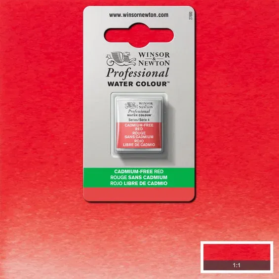 Winsor & Newton Professional akvarellfärg halvkopp Cadmium-Free Red 901 Fri frakt