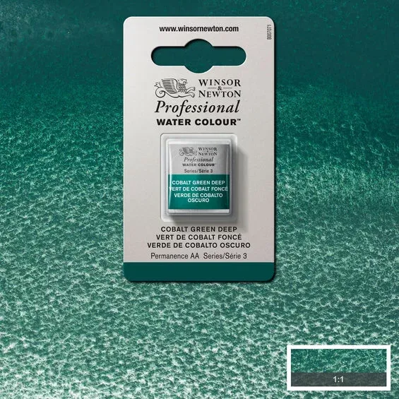 Winsor & Newton Professional akvarellfärg halvkopp Cobalt Green Deep 185 Outlet