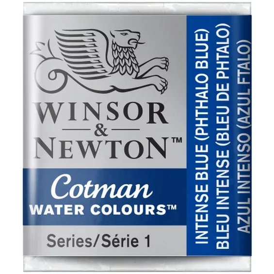 Premium Winsor & Newton Cotman akvarellfärg halvkopp Intense Blue 327