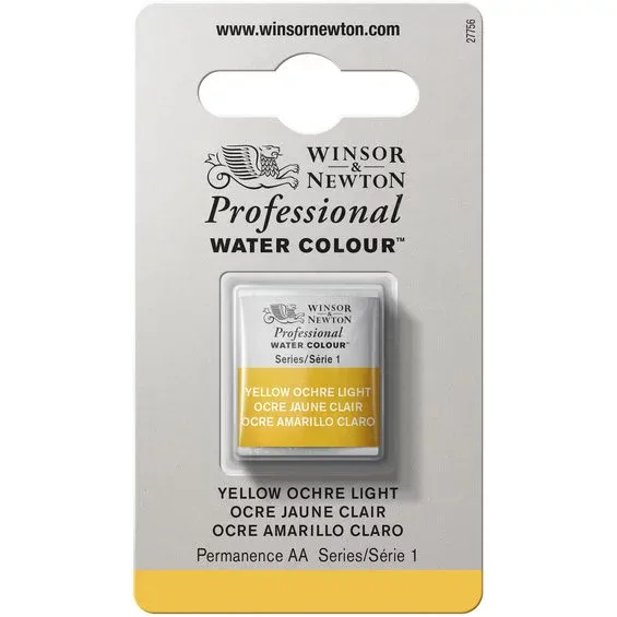 Winsor & Newton Professional akvarellfärg halvkopp Yellow Ochre Light 745 risnedsättning
