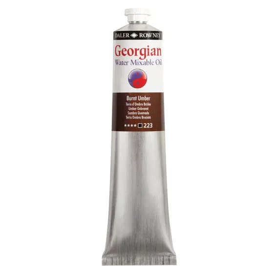 Georgian Water Mixable Oil Colour, vattenlöslig oljefärg 200 ml Burnt Umber 223 risnedsättning