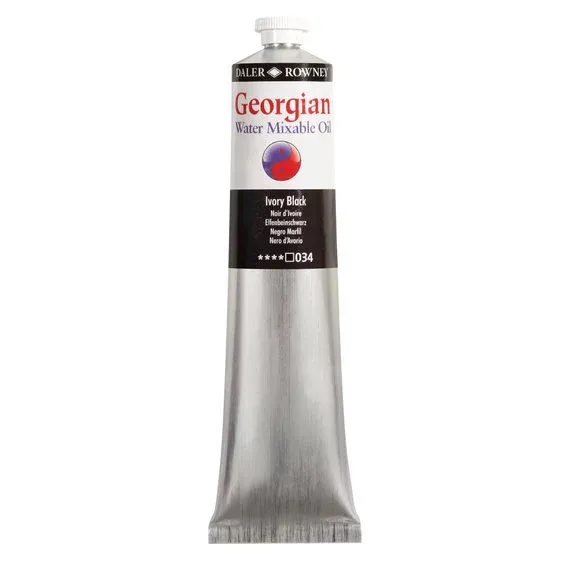 Georgian Water Mixable Oil Colour, vattenlöslig oljefärg 200 ml Ivory Black 034. Nyhet