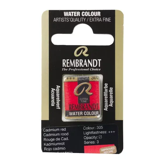 Rembrandt akvarellfärg halvkopp – Cadmium Red 305 Erbjudande