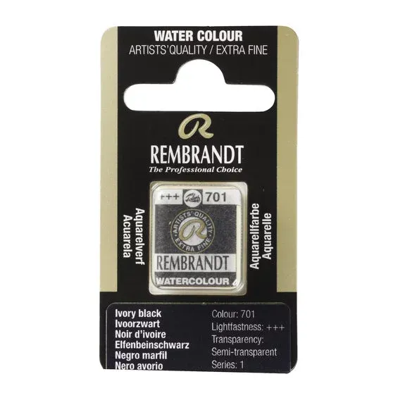 Rembrandt akvarellfärg halvkopp – Ivory Black 701 Nyhet
