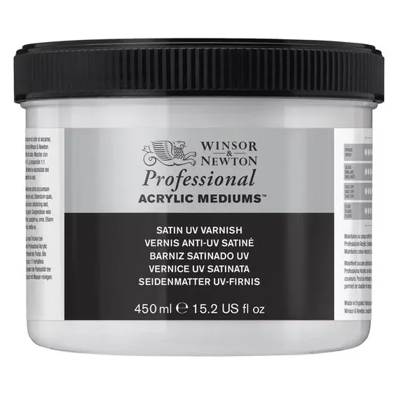 Beställ nu Winsor & Newton Satin UV Varnish 450 ml, skyddande fernissa mot solljus, damm etc.