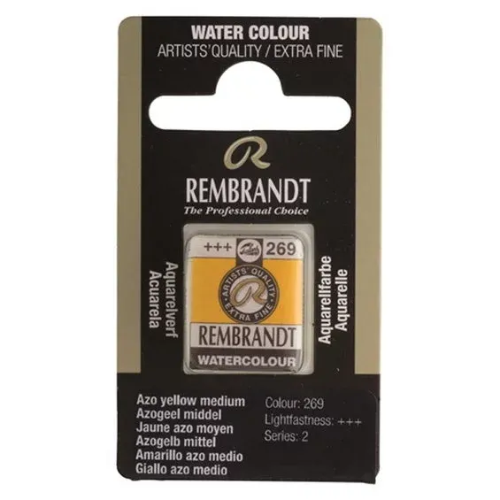Rembrandt akvarellfärg halvkopp – Azo Yellow Medium 269 Premium
