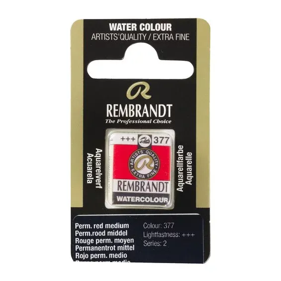 Rembrandt akvarellfärg halvkopp – Permanent Red Medium 377 Snabb leverans